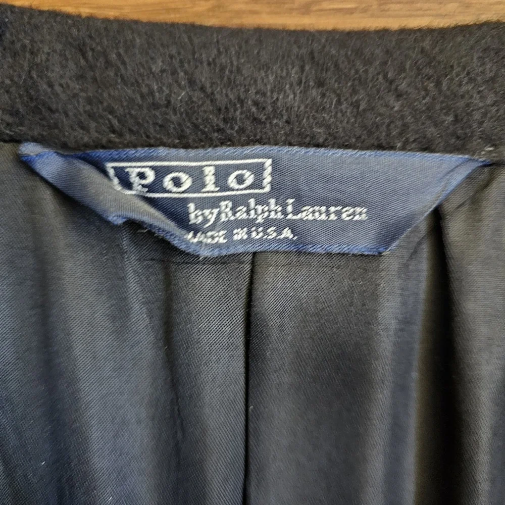 Vintage Polo Ralph Lauren Blazer Men 43L Black Camel Hair Sport Coat Made in USA